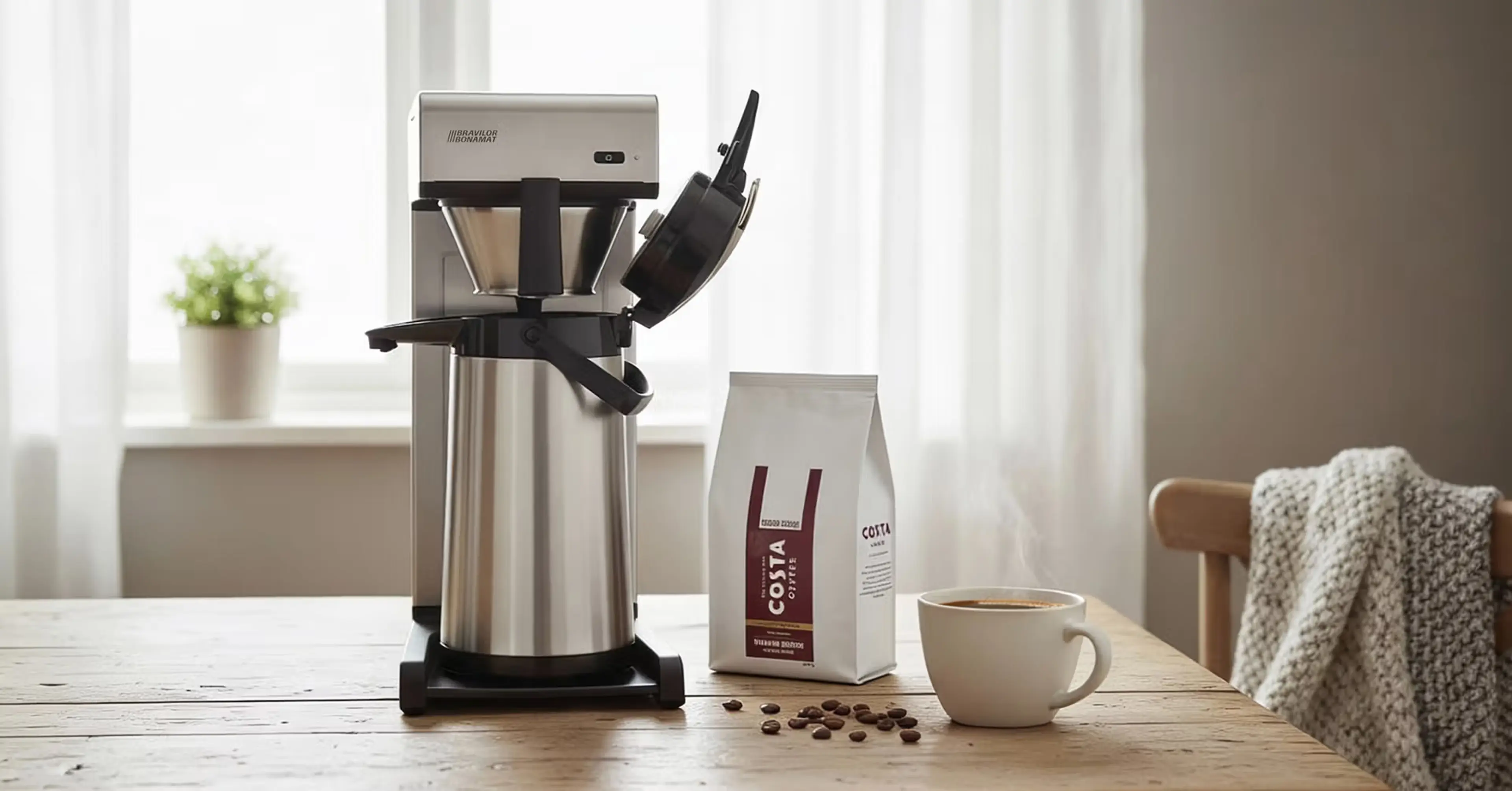 Miljøbilde Costa Coffee med kaffetrakter