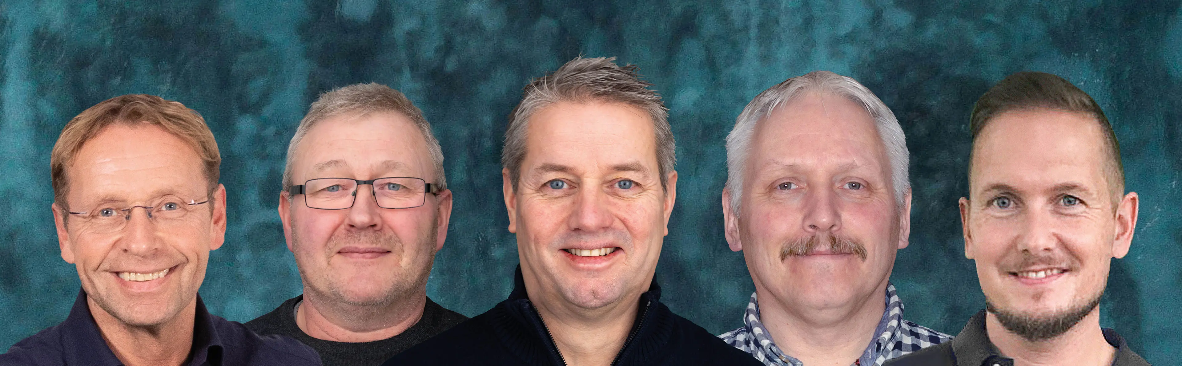 Salgskonsulentene Raymond Hansen, Kjell Johnsen, Dagfinn Lindal, Odd Hartvik Høiskar og Kristian Müller