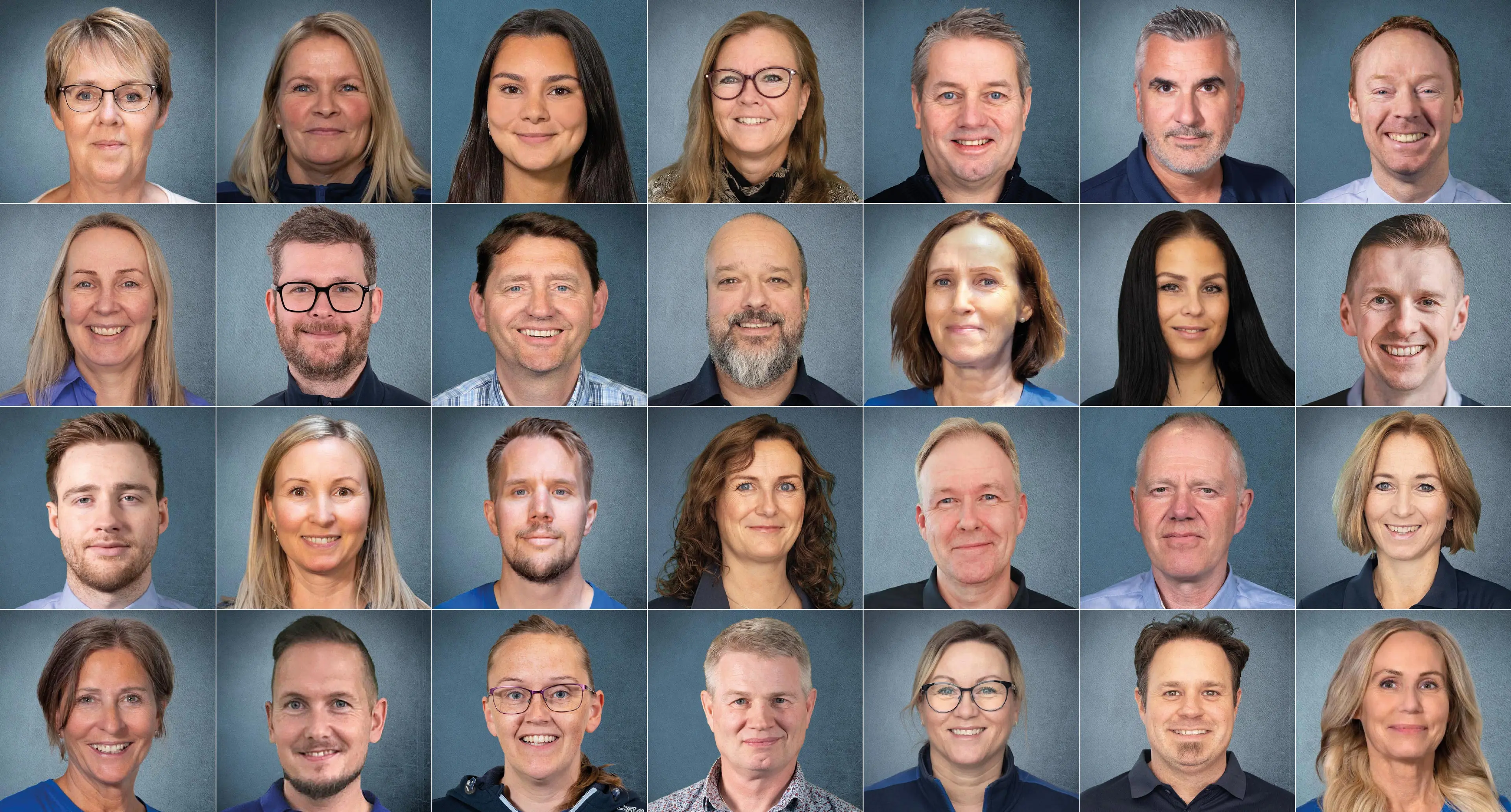 Et kollasj med bilder av ansatte