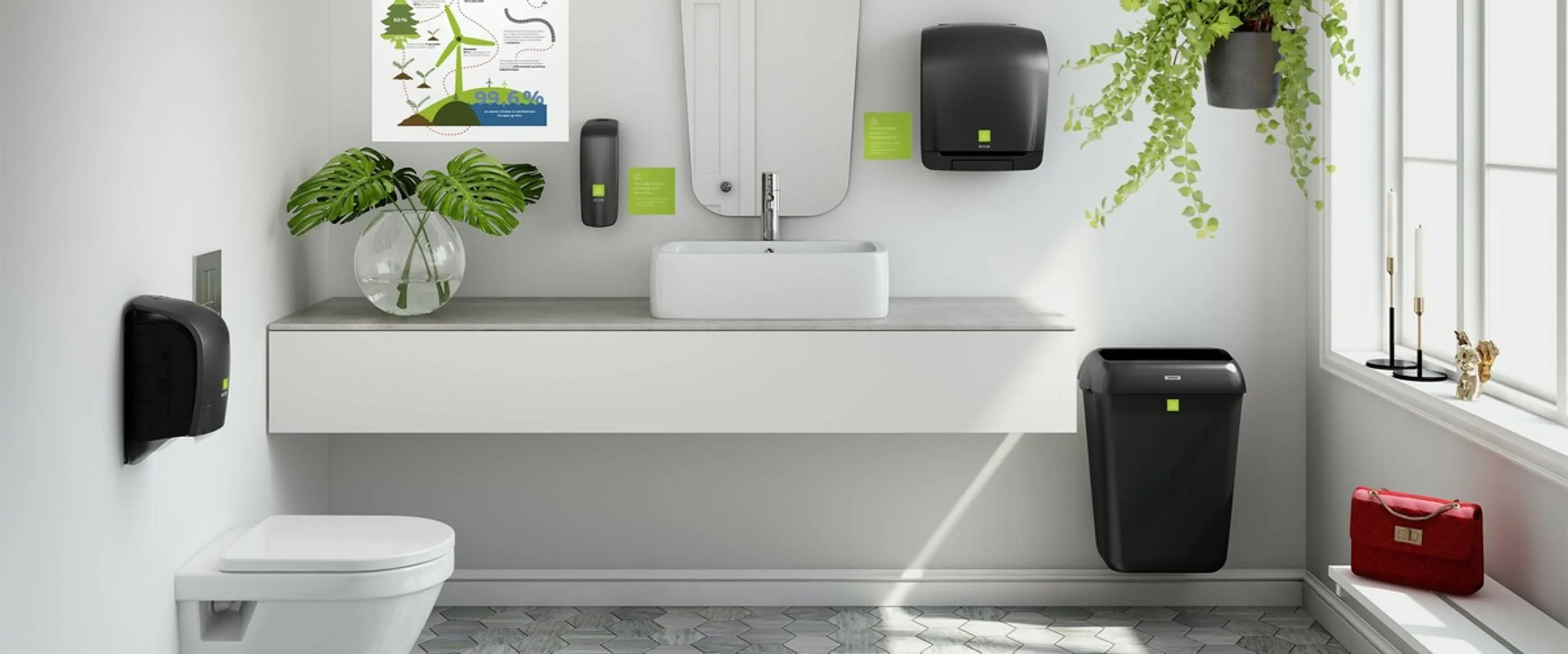 Toalettrom med Katrin Inclusive dispensere