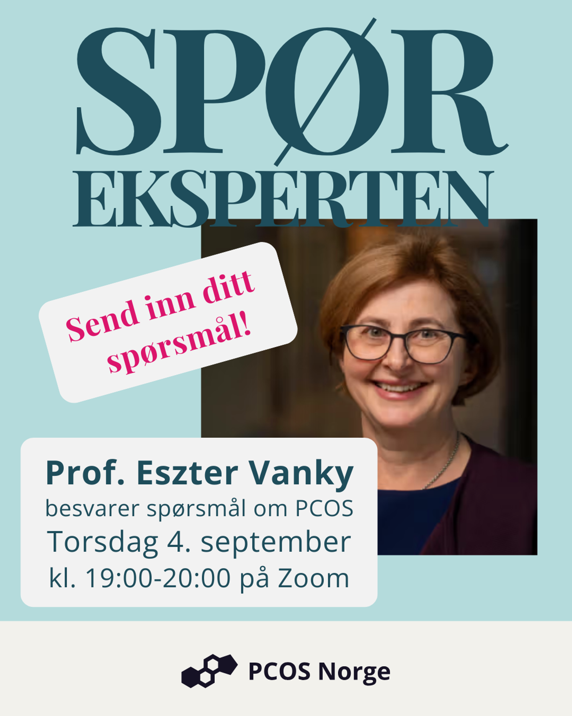 Banner om spørsmålstime med professor Eszter Vanky
