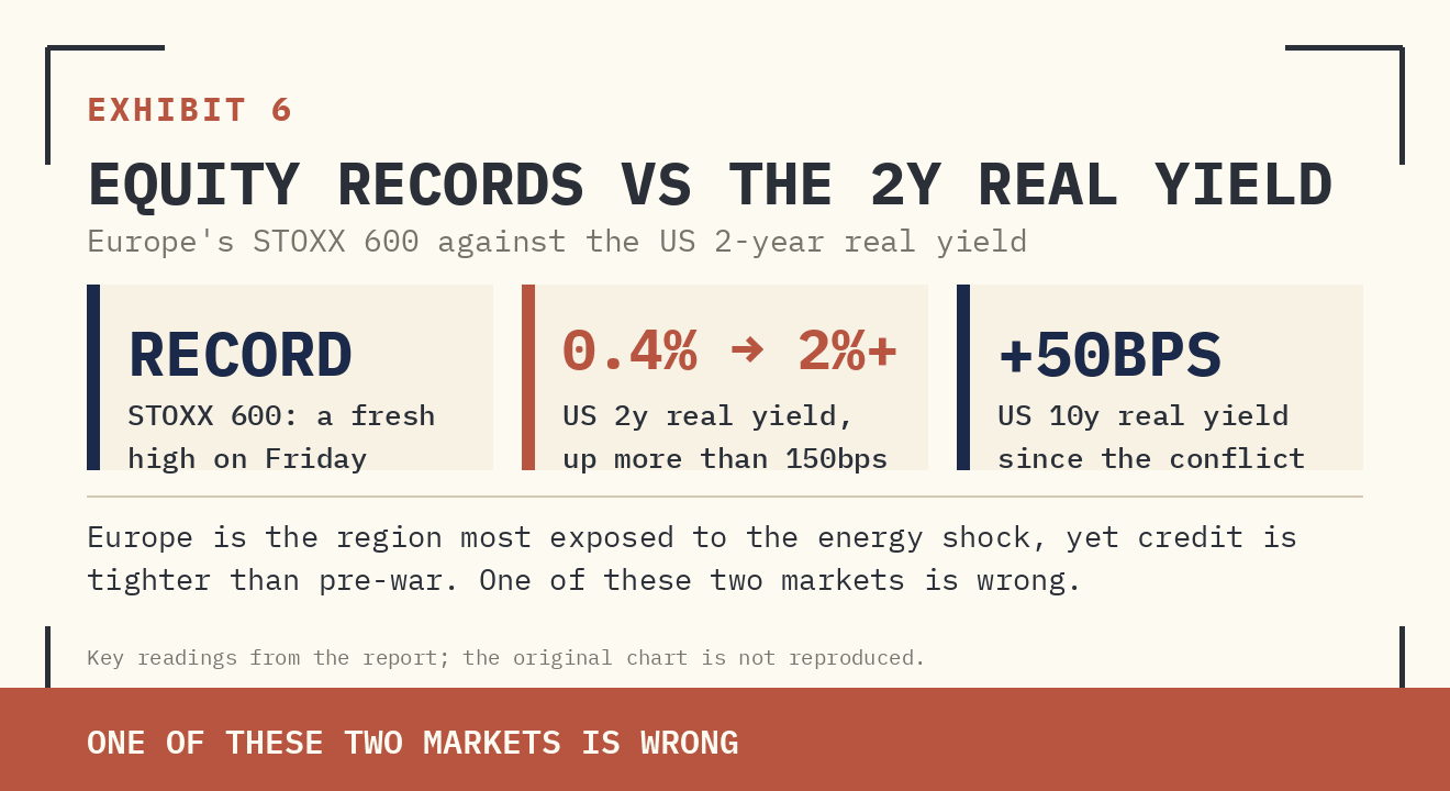 Original report exhibit 6: 4. Rates price lasting damage; every other risk asset prices full recovery