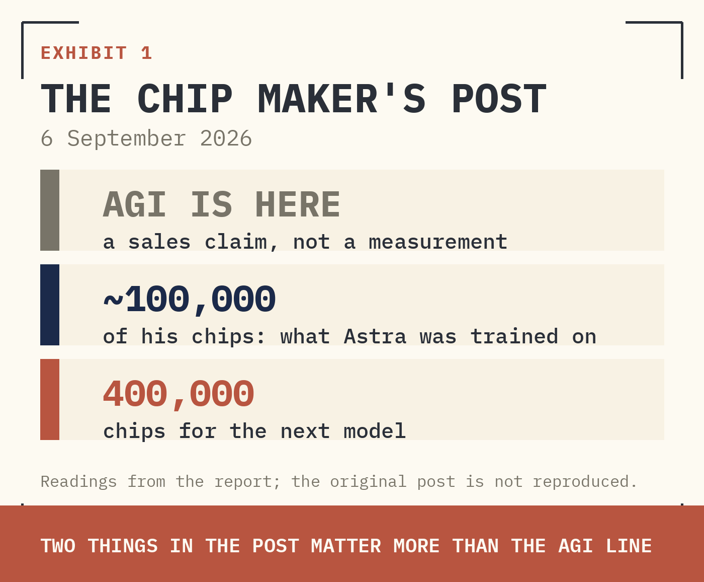 EXHIBIT 1 · THE CHIP MAKER’S POST, 6 SEPTEMBER 2026.