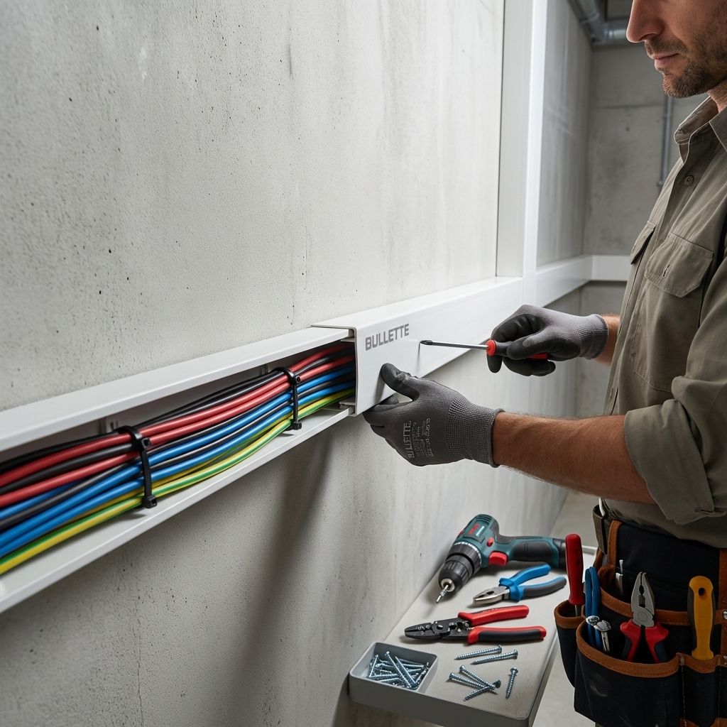A Person installing bulette pvc trunking