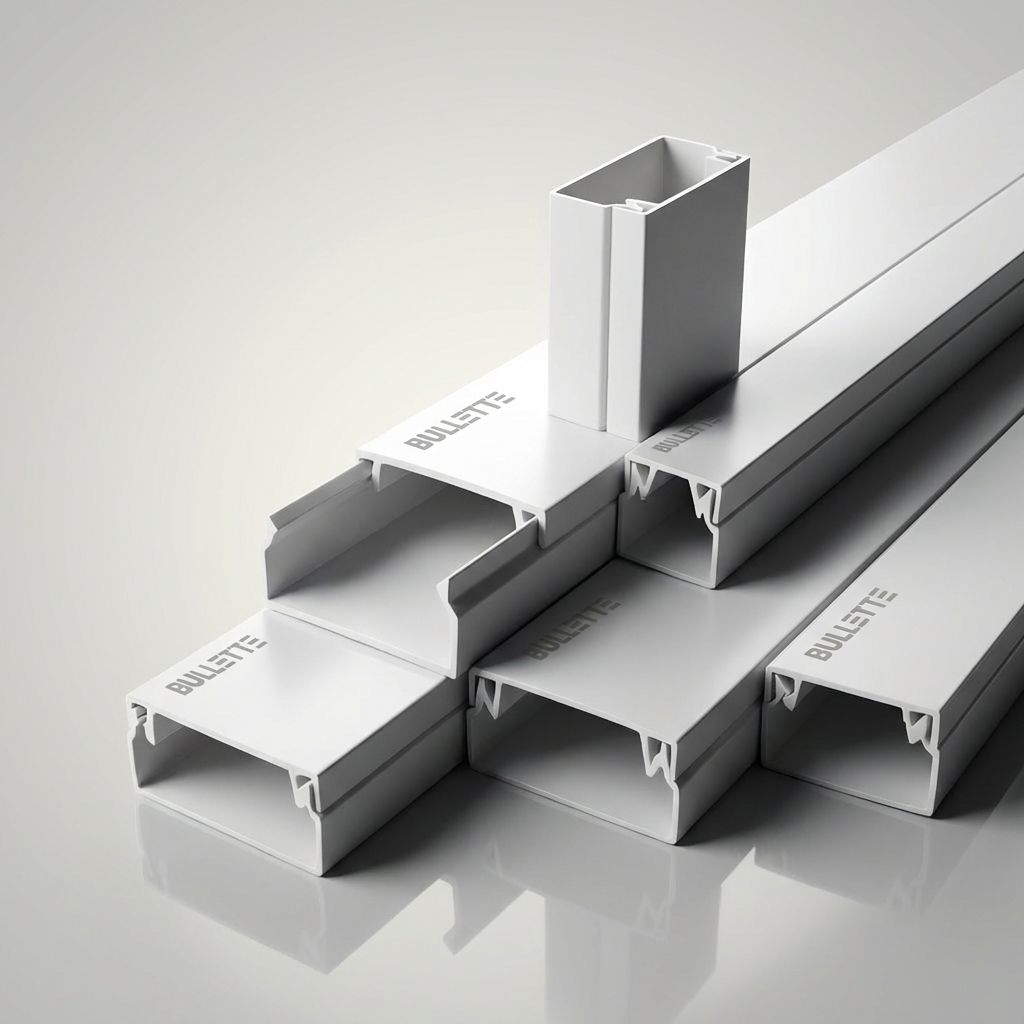 Bullette pvc trunking placed on granite with a good closeup view 