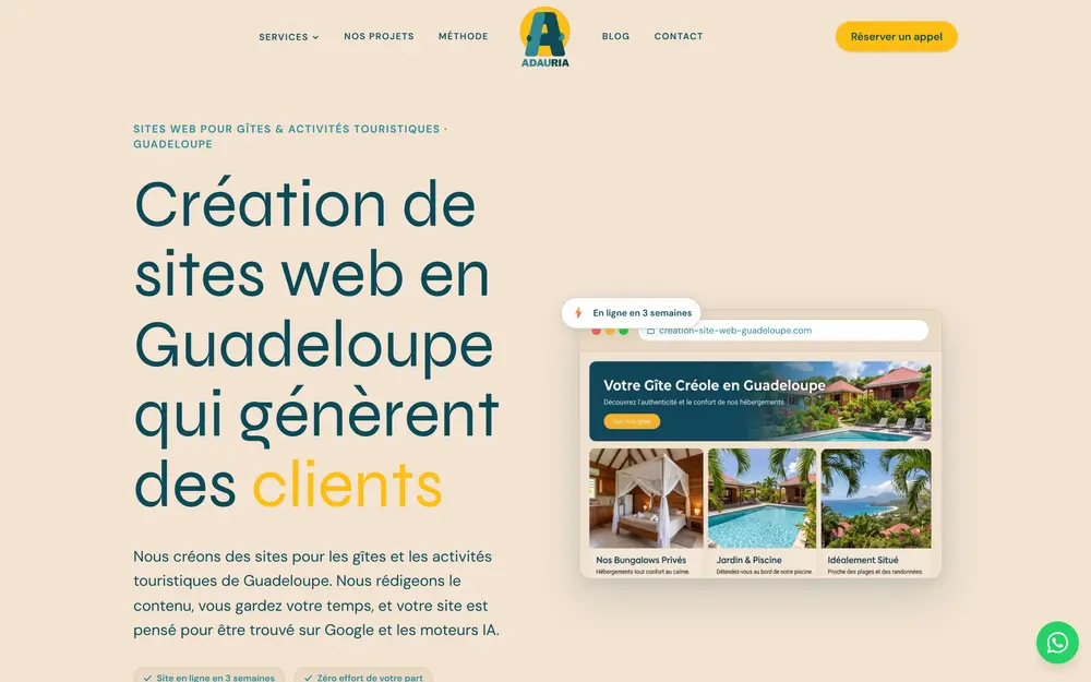 Aperçu du site Adauria