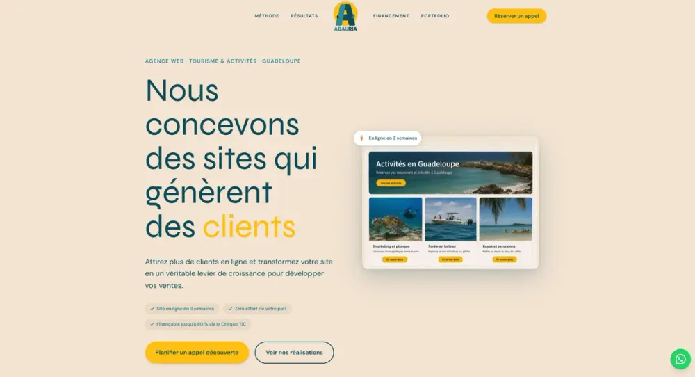 Aperçu du site Adauria