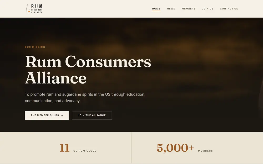 Aperçu du site Rum Consumers Alliance