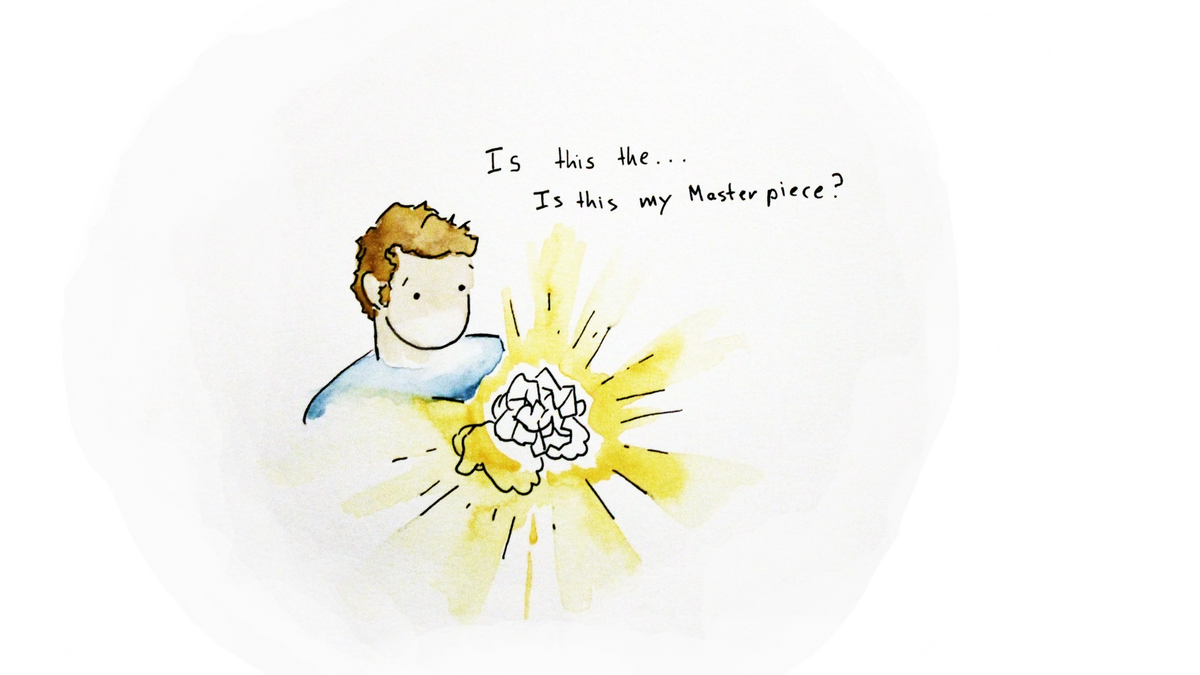 An image of me holding the vision of my thesis design.