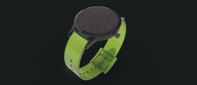 Wrist watch with transparent glo green wrist band 