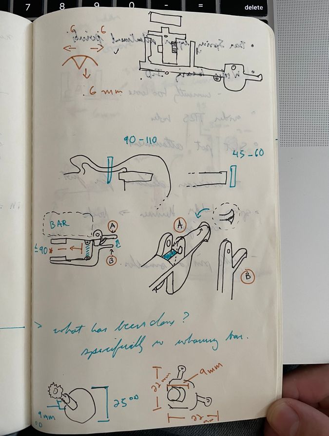 Hand drawings of ideations which came from interviews with Paul