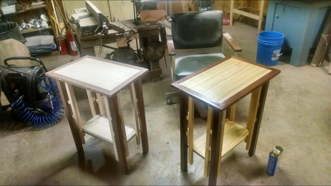 Set of finished side tables 