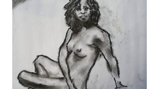 charcoal drawing of a woman