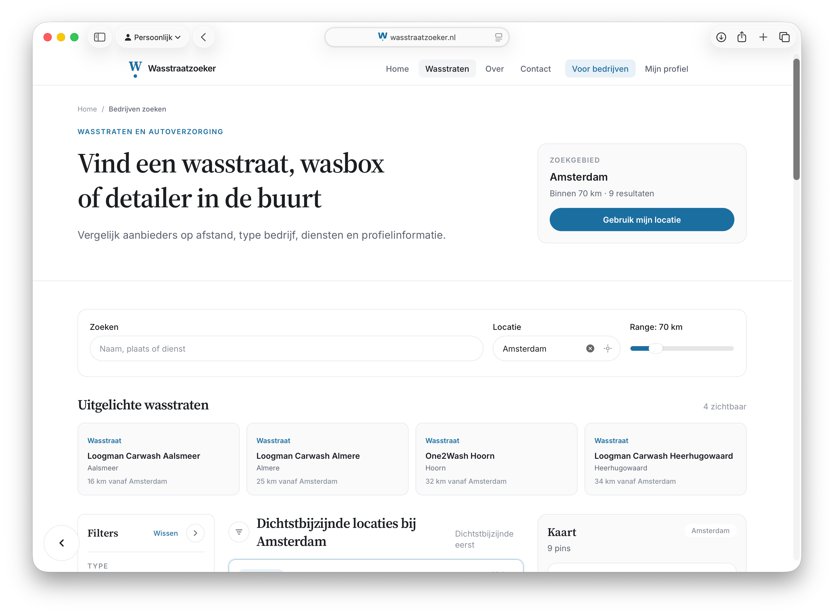 wasstraatzoeker website