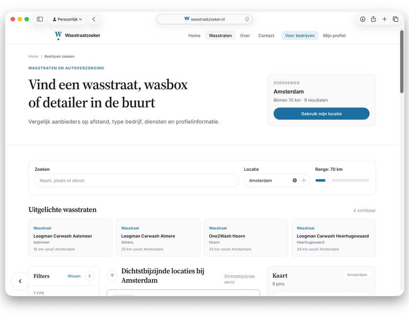 wasstraatzoeker website
