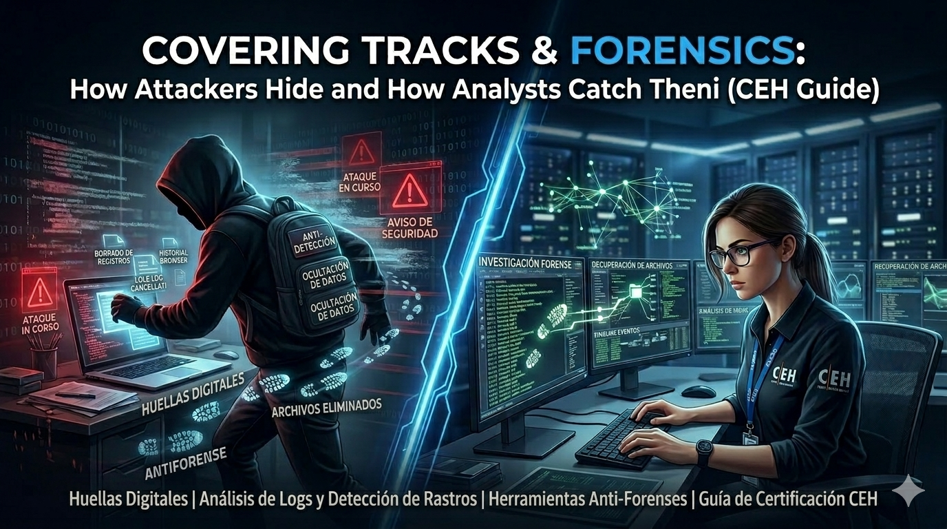 Covering Tracks y Digital Forensics: cómo los hackers ocultan sus huellas (Guía CEH)