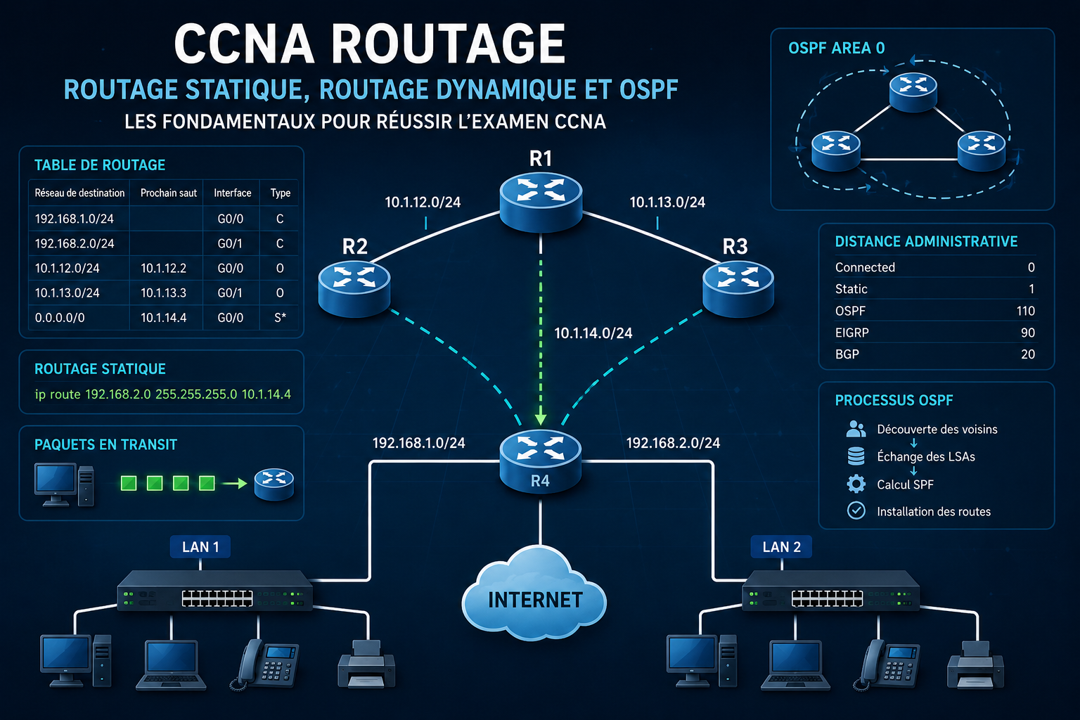 Guide CCNA Routage : Routage statique, routage dynamique et OSPF (2026)