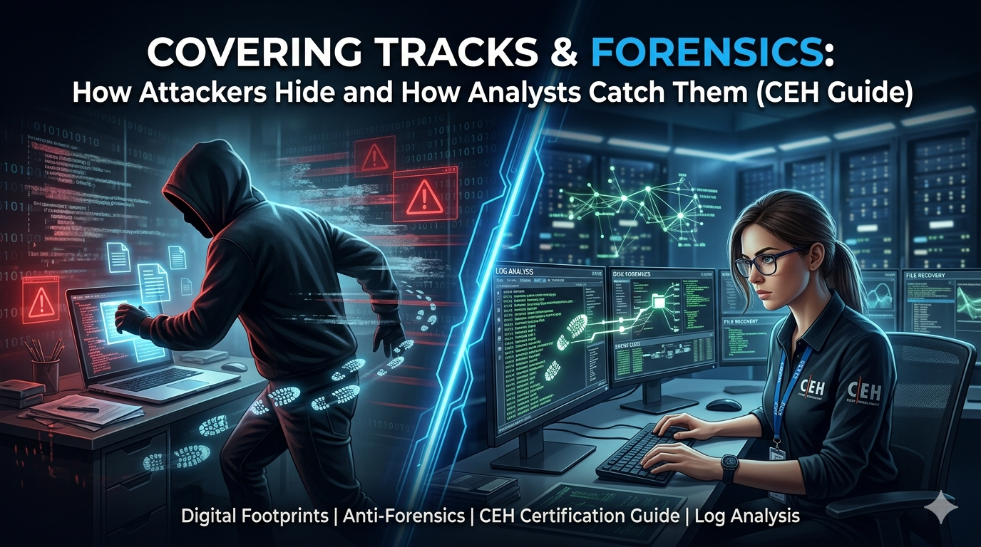Covering Tracks and Forensics: How Attackers Hide and How Analysts Catch Them (CEH Guide)