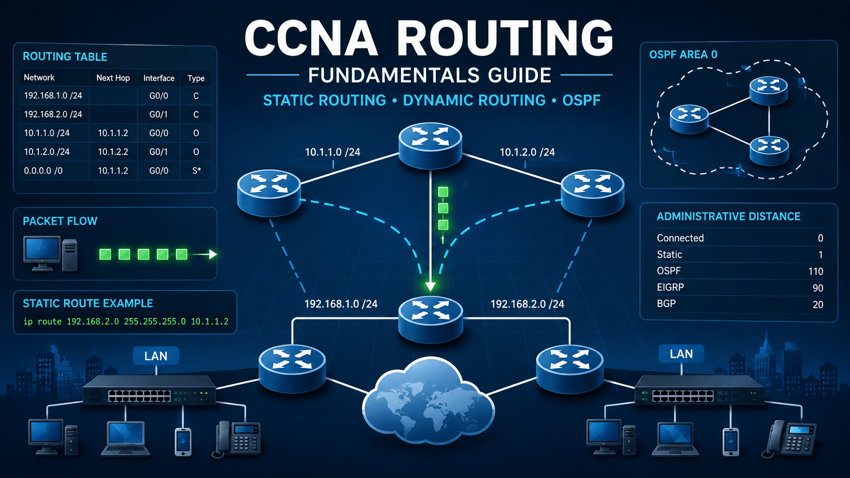 CCNA Routing Fundamentals: Complete Guide to Static Routing, Dynamic Routing and OSPF (2026)