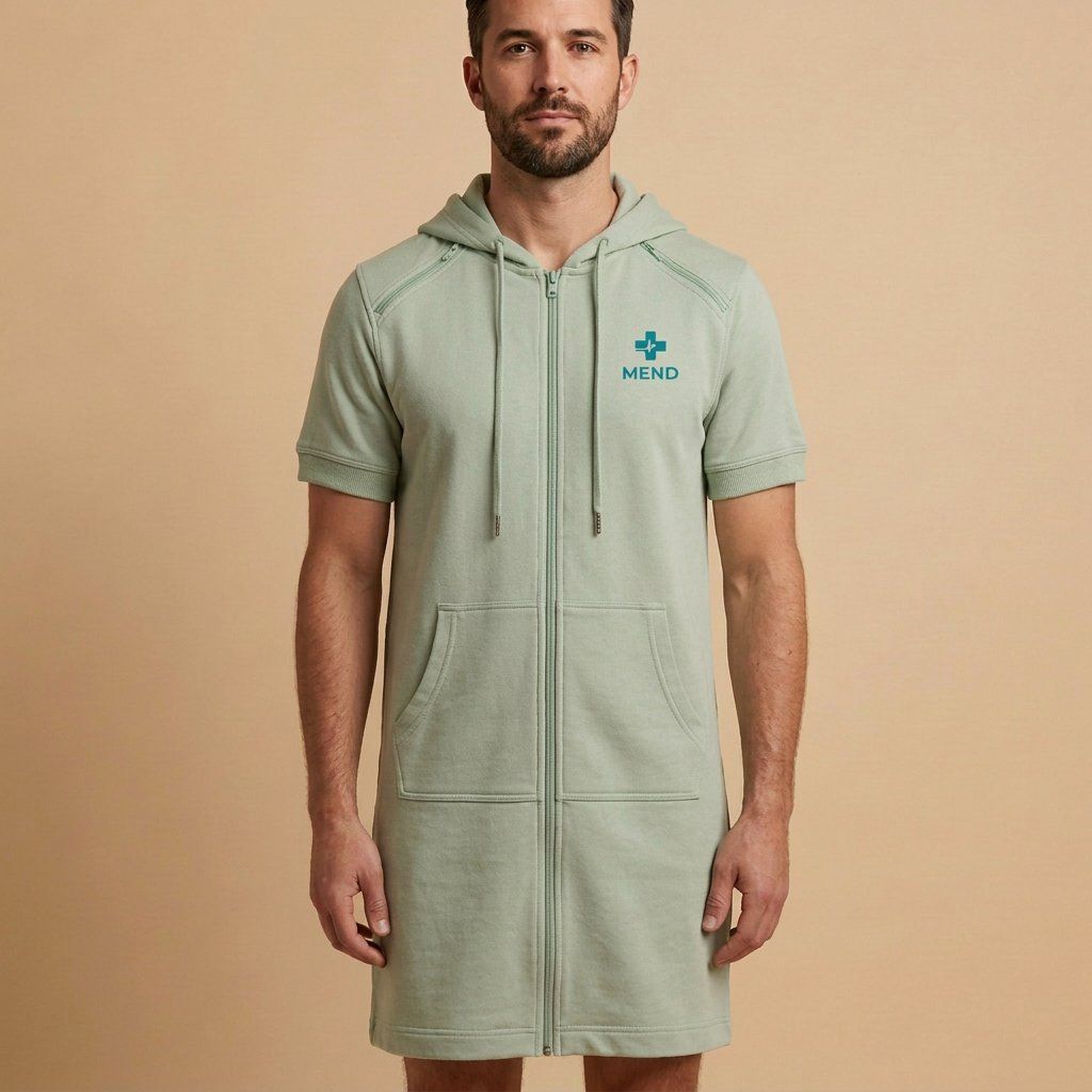 Comfort Wrap — Stylish Washable Hospital Gown, men's fit, sage color