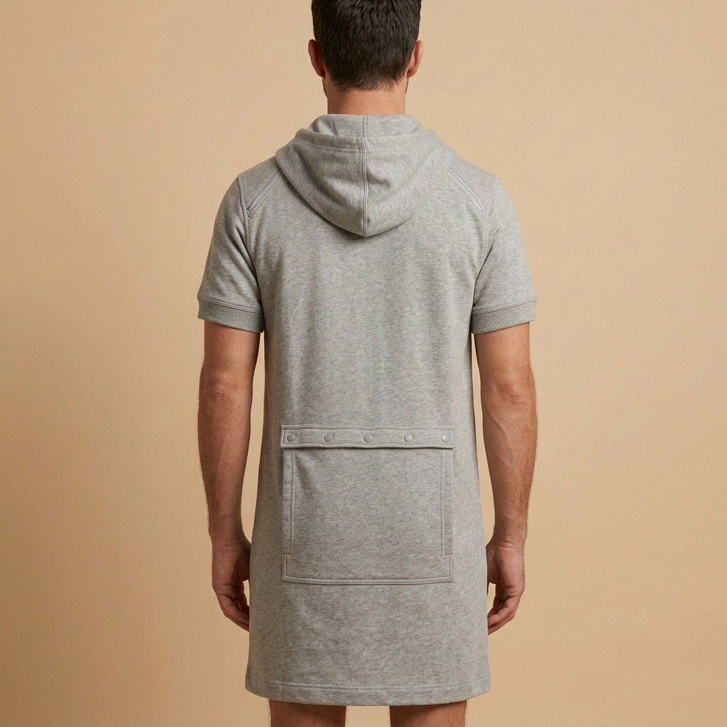 Comfort Wrap — Stylish Washable Hospital Gown, men's fit, back view showing the zipper