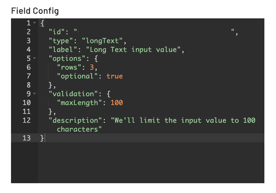 Correct JSON formatting should result in mostly green code