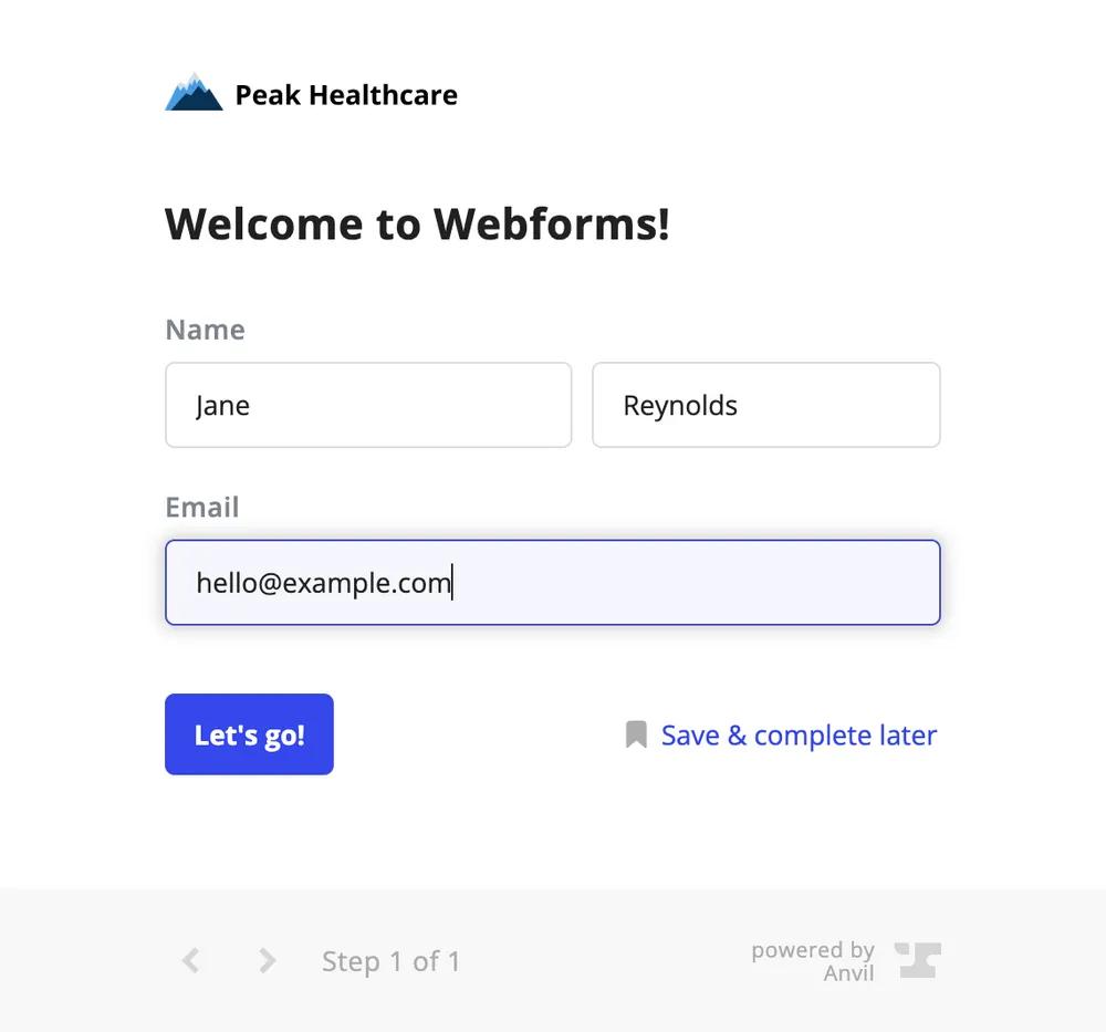 An Anvil Webform with custom styling