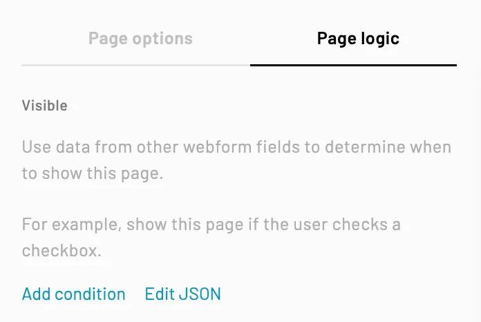 The Forge configuration file for page logic can be found on the page logic tab of the Webform editor