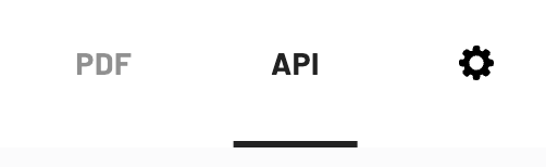The API tab is found between the PDF and settings buttons to the top right of the page