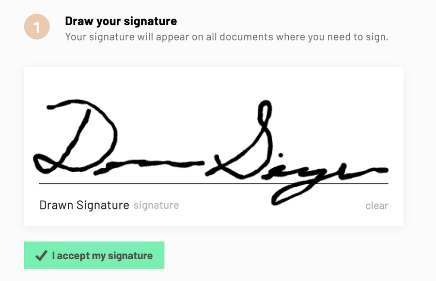 Draw your signature with your mouse or finger