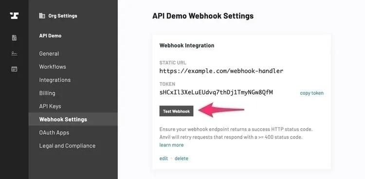 Webhook Settings Test