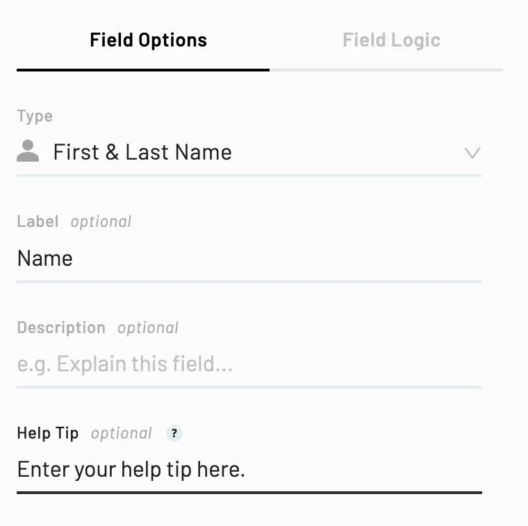 The help tip field is underneath the description field