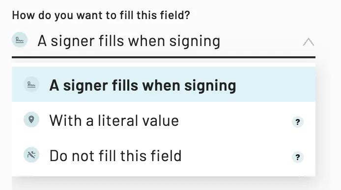 How do you want to fill this field is the first ooption in the dropdown menu