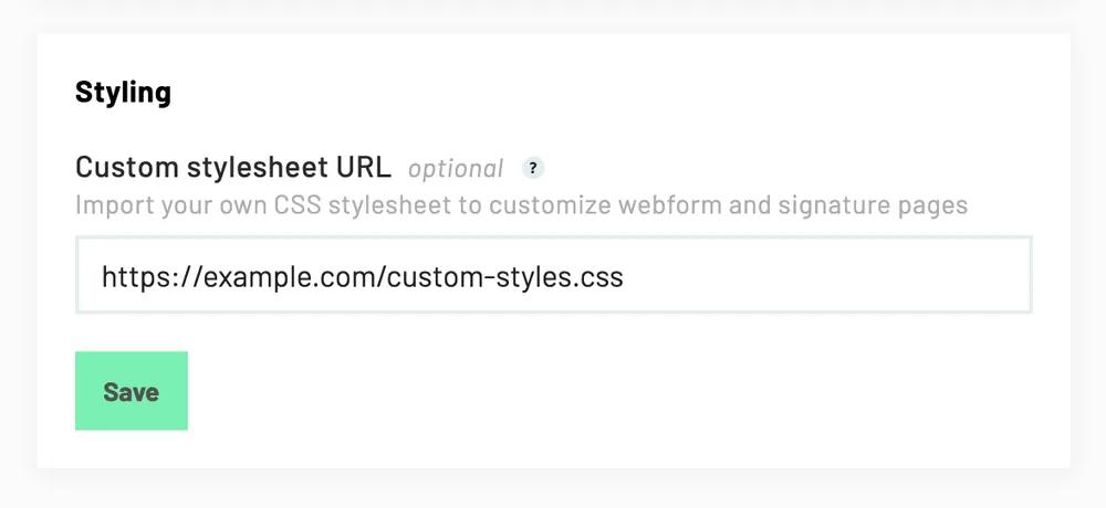 Override stylesheet URL on your organization settings