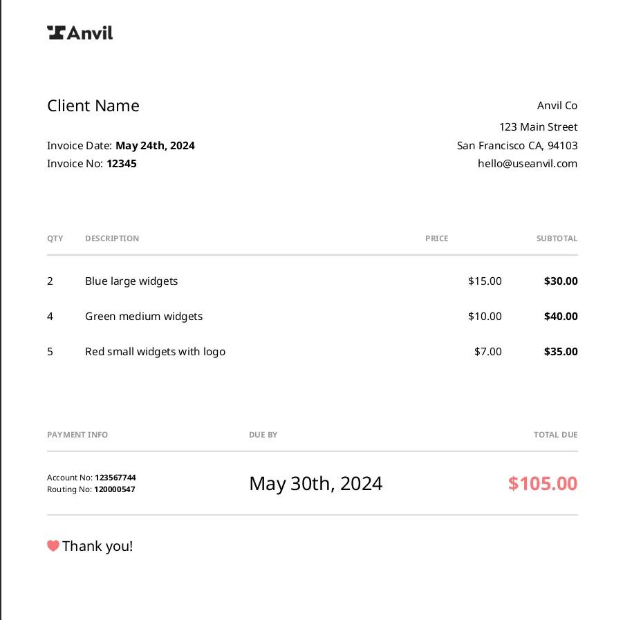 Invoice example