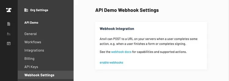 Webhook Settings