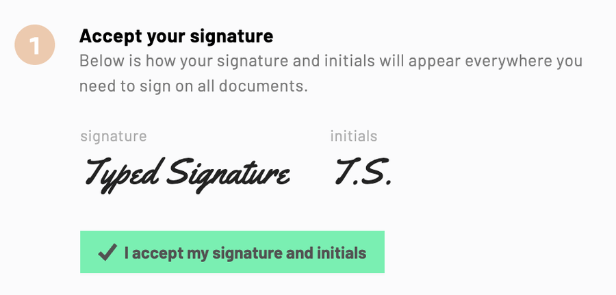 typed signatures and initials will be automatically created