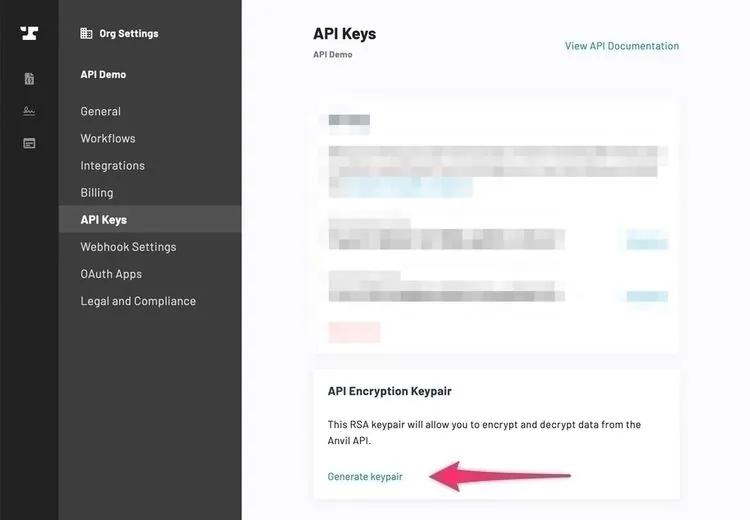 Encryption Keypair Settings