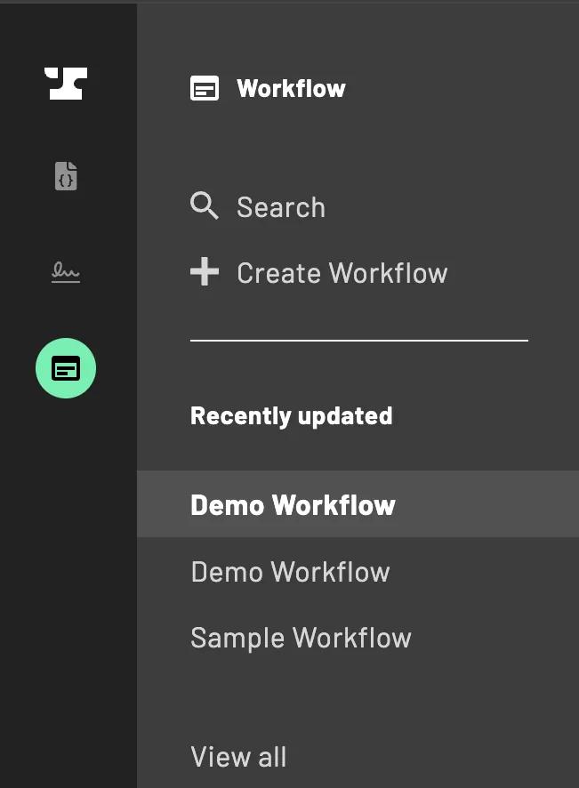 The Workflow navigation bar allows you to complete quick actions