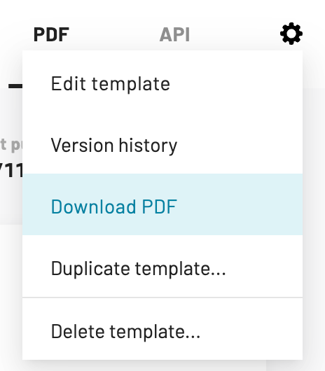 Download PDF is the third option in the setting dropdown menu