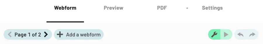 The Webform toolbar is found above the Webform preview