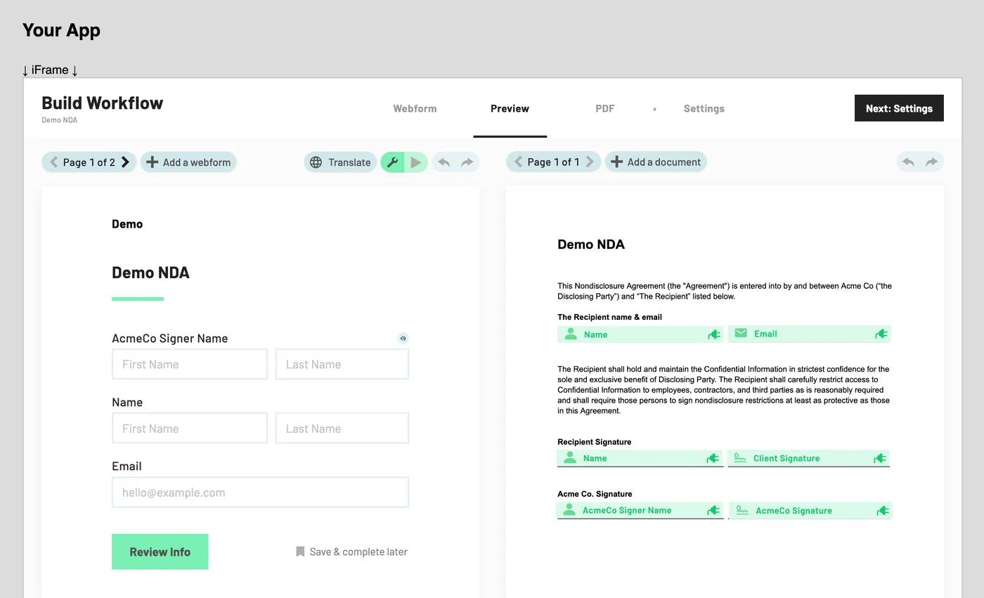 Embedded Workflow builder