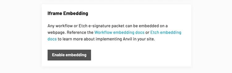 enable iframe embedding card