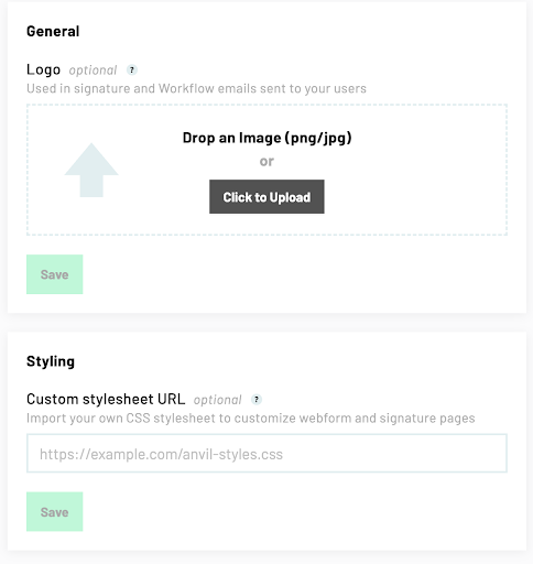 Anvil CSS Stylesheet upload UI