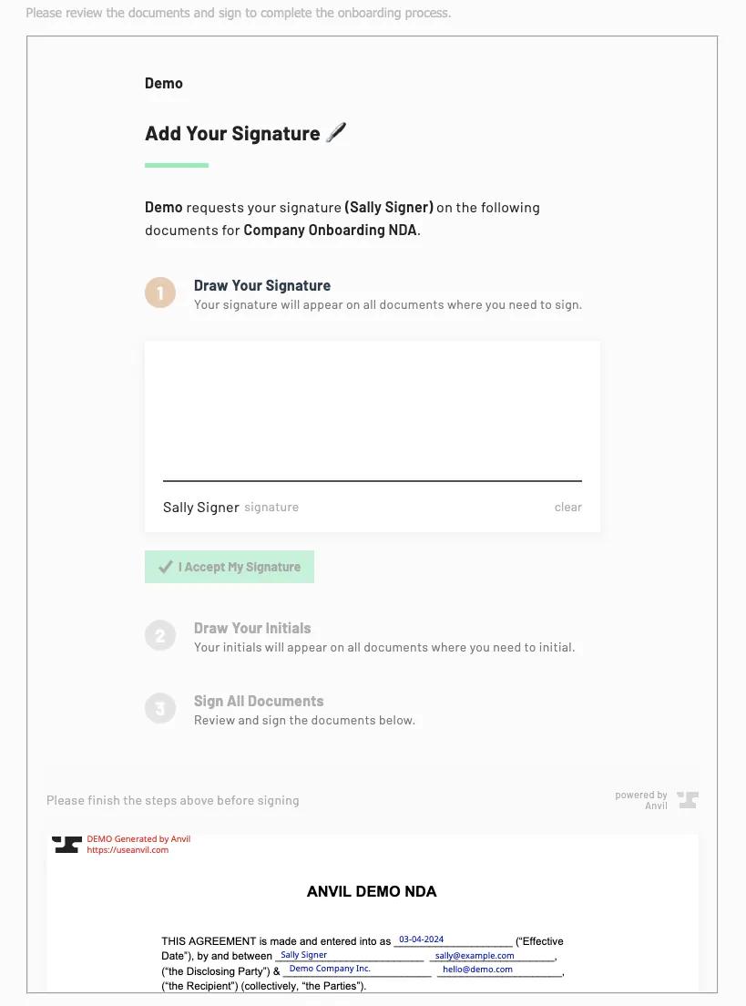 The default styling for the SignatureFrame component. Customize the component by adding CSS or inline styles.