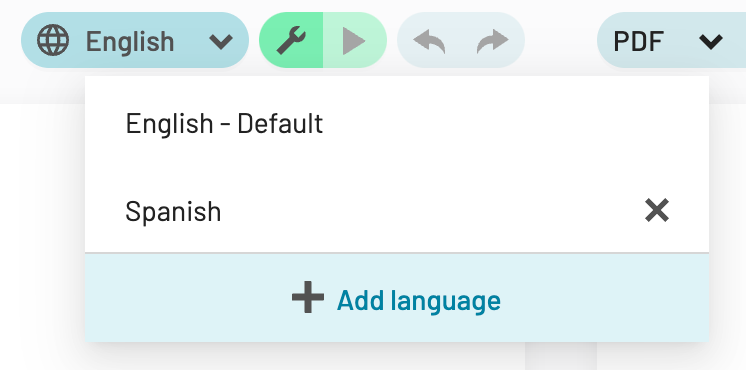 The add language button is found at the bottom of the translations dropdown menu