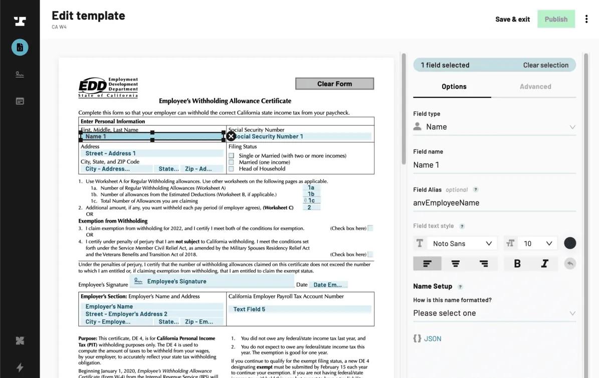 Editing a PDF Template