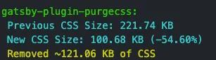 Final CSS savings with PurgeCSS