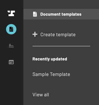 The document template navigation bar allows you to complete quick actions