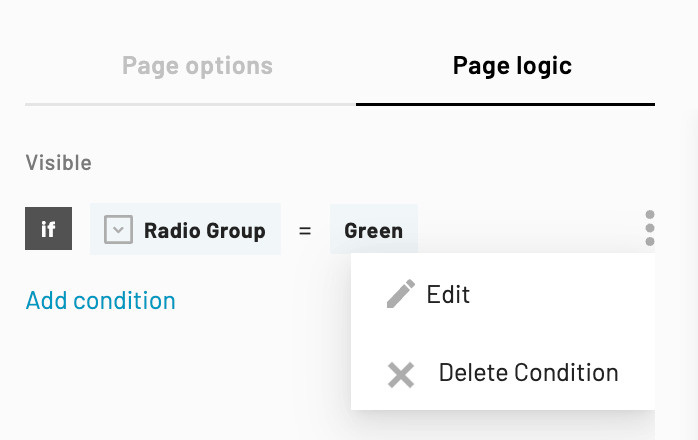 The Edit option is first and the delete condition option is second